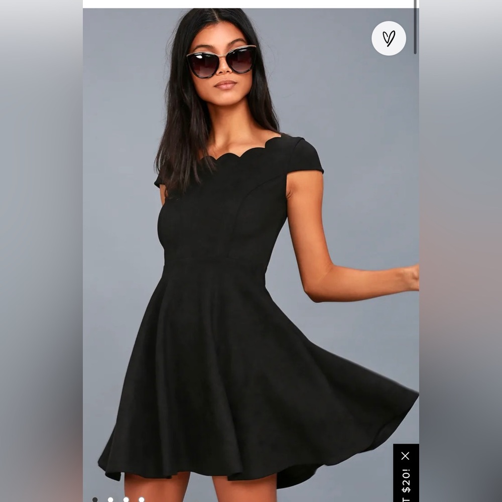 Lulus Dearest Dreams Black Suede Skater Dress size S chic